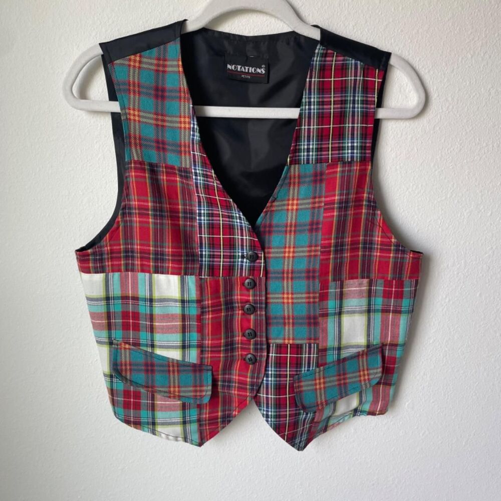 Vintage Patchwork Plaid Waistcoat Vest